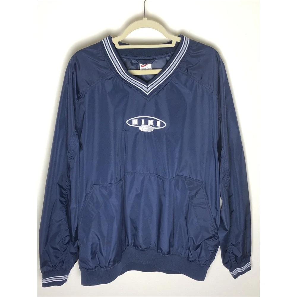 Vintage Nike Windbreaker Pullover White Tag Size XL Navy Blue
